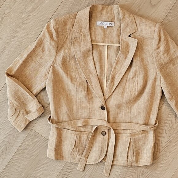 Molton Linen Blend Blazer Medium - Picture 3 of 16
